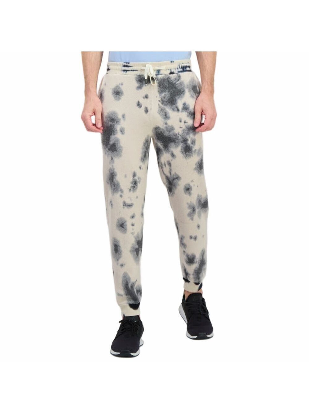 Feat Men's Blue and Cream Tie-Dye Jogger Pants Size S Fleece Cabincore